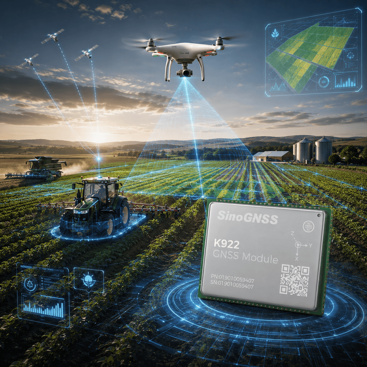Qtalis K922 GNSS Module Precision Agriculture Application